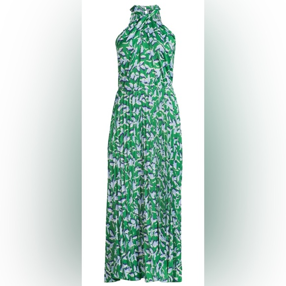 Green Floral Halter Maxi Dress - Picture 1 of 4